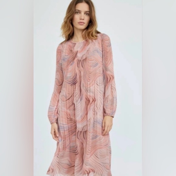 Wilfred Dresses & Skirts - Aritzia Wilfred Daydreamer Dress Blush Pink Print Long Sleeve – Size 2XS